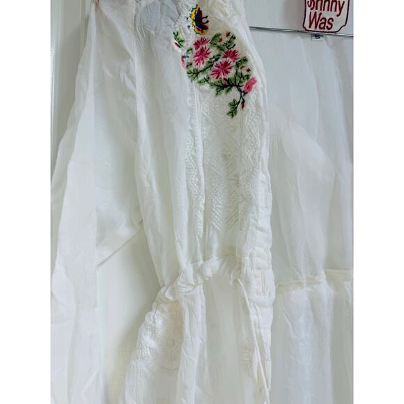 Johnny Was White Long Sleeve Floral‎ Embroidered Tunic - Size Small - Picture 8 of 8